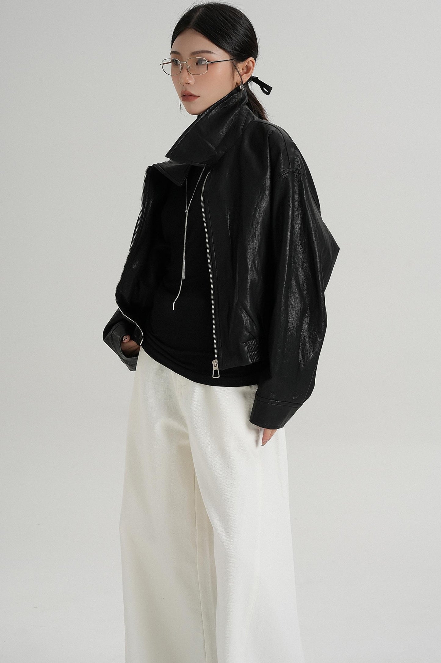 Cropped Leather Jacket