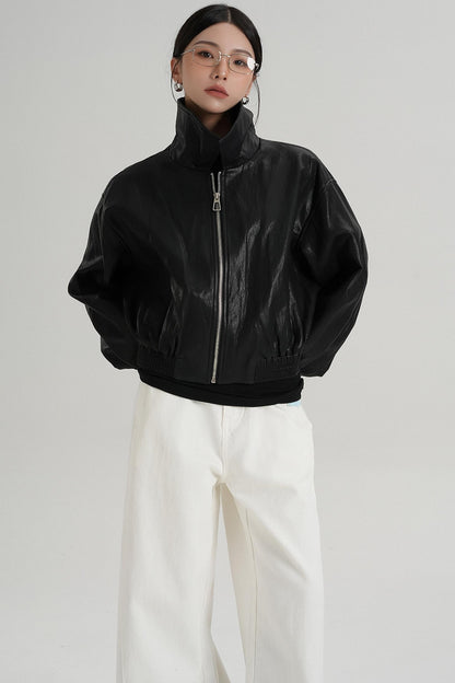 Cropped Leather Jacket