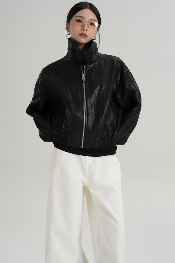 Cropped Leather Jacket