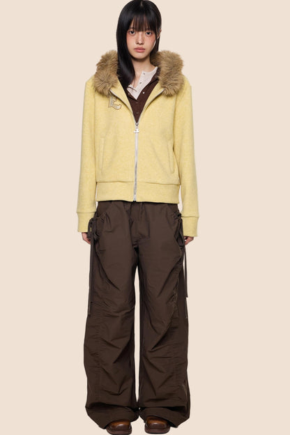 Autumn Fur Hooded Cardigan Jacket