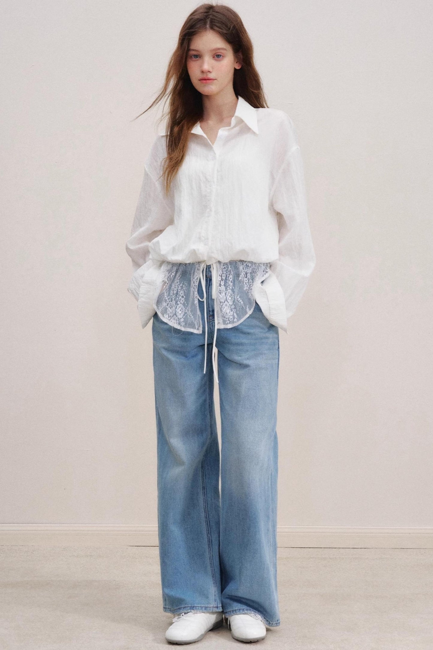 Romantic Lace Wide-Leg Jeans