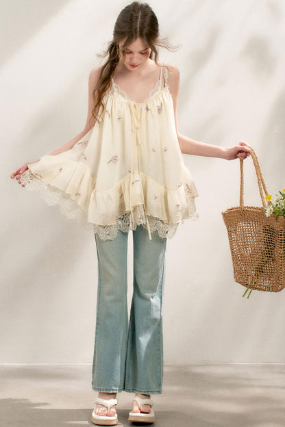 French Lace Flare Jeans