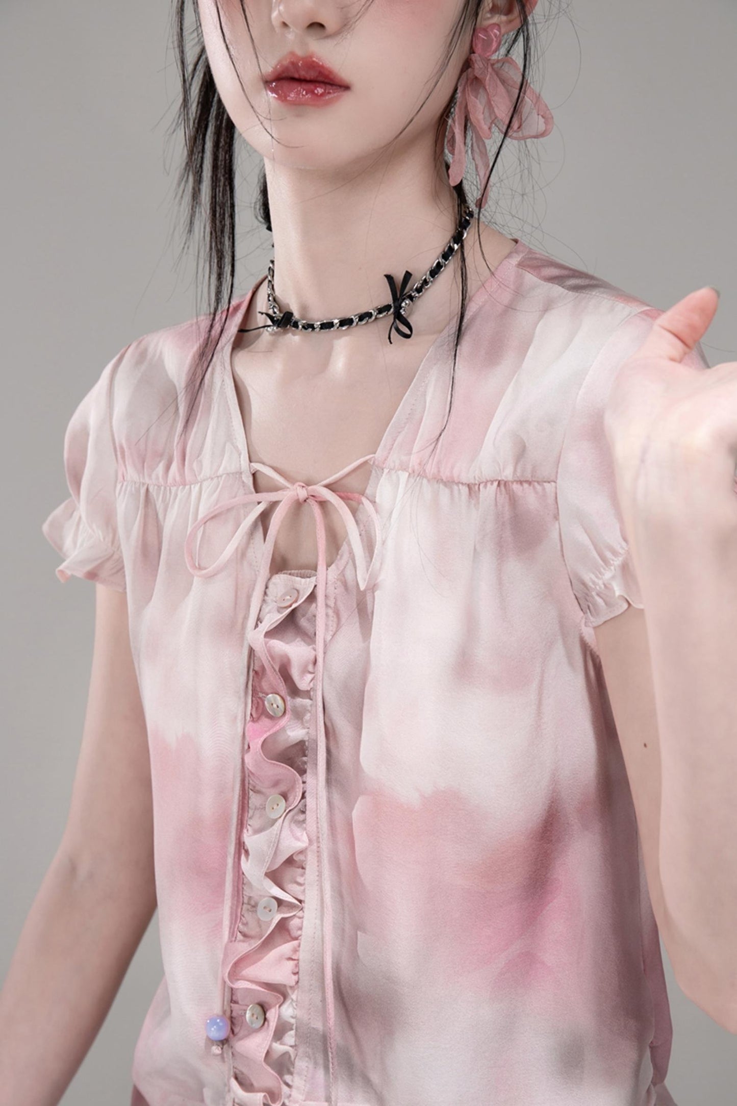 Smoky Haze Bubble Sleeve Top