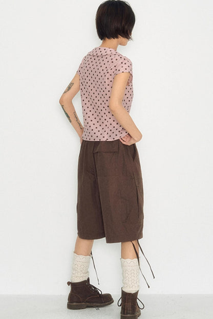 Sweet Pink Polka Dot Doll Collar Shirt