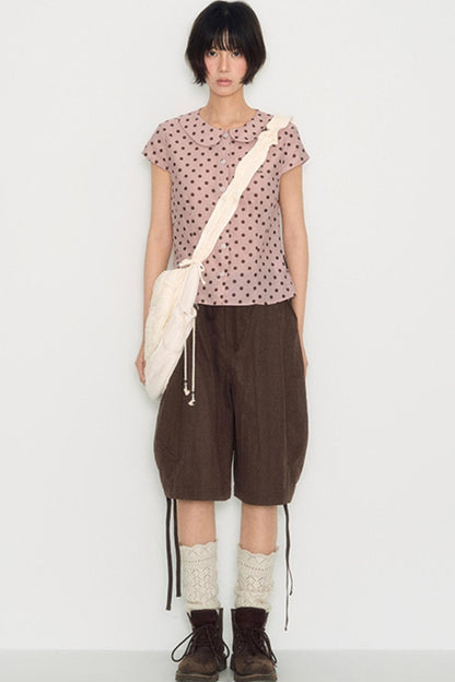 Sweet Pink Polka Dot Doll Collar Shirt