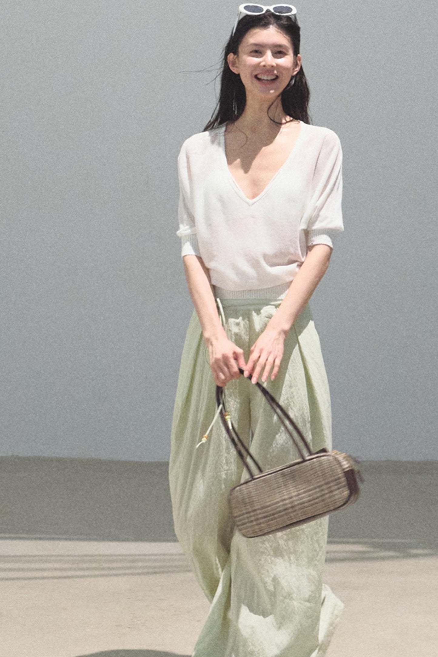 Distant Tenderness Linen Knit Camisole T-Shirt Set