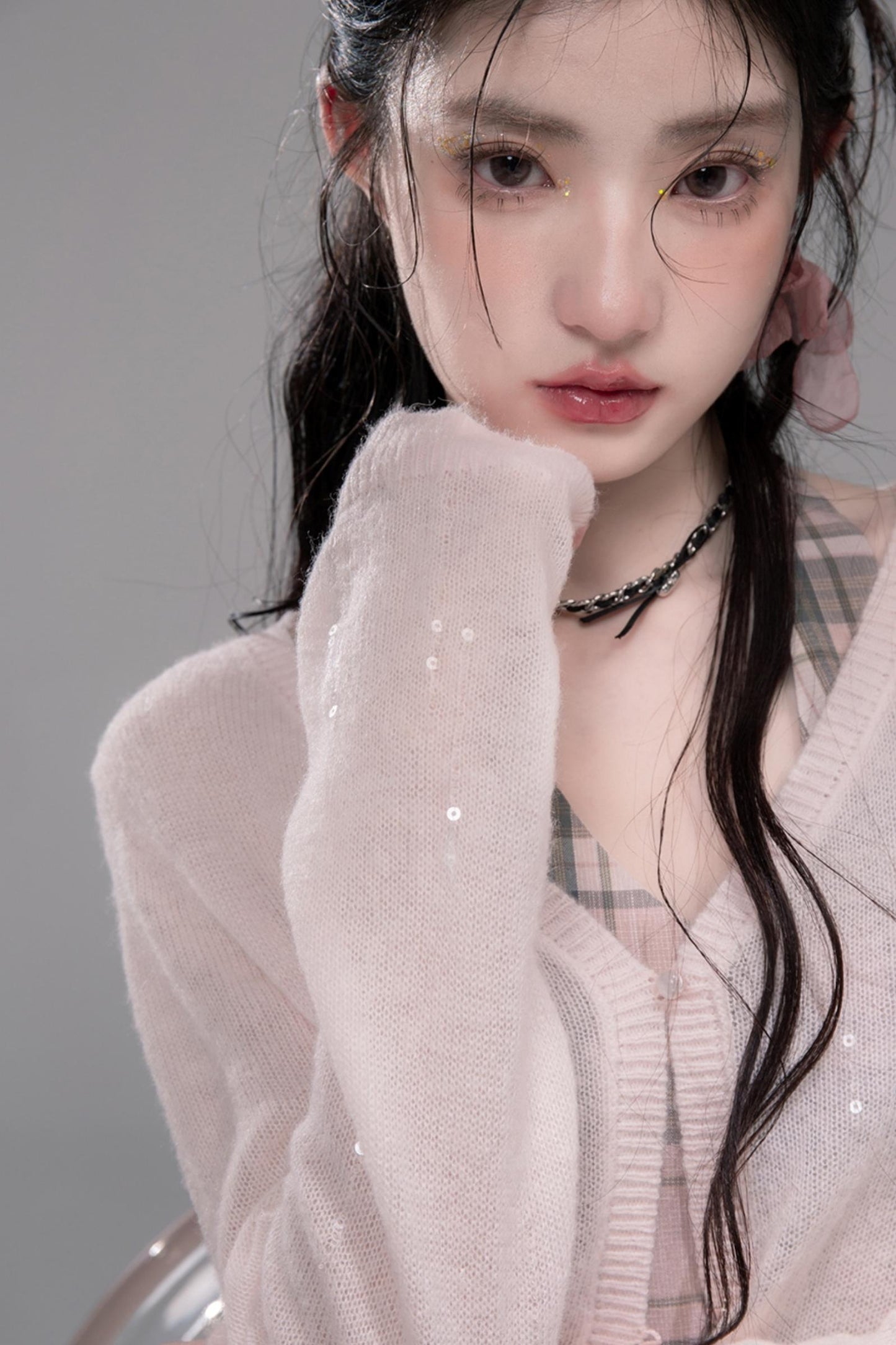 Grey Cherry Plaid Dress