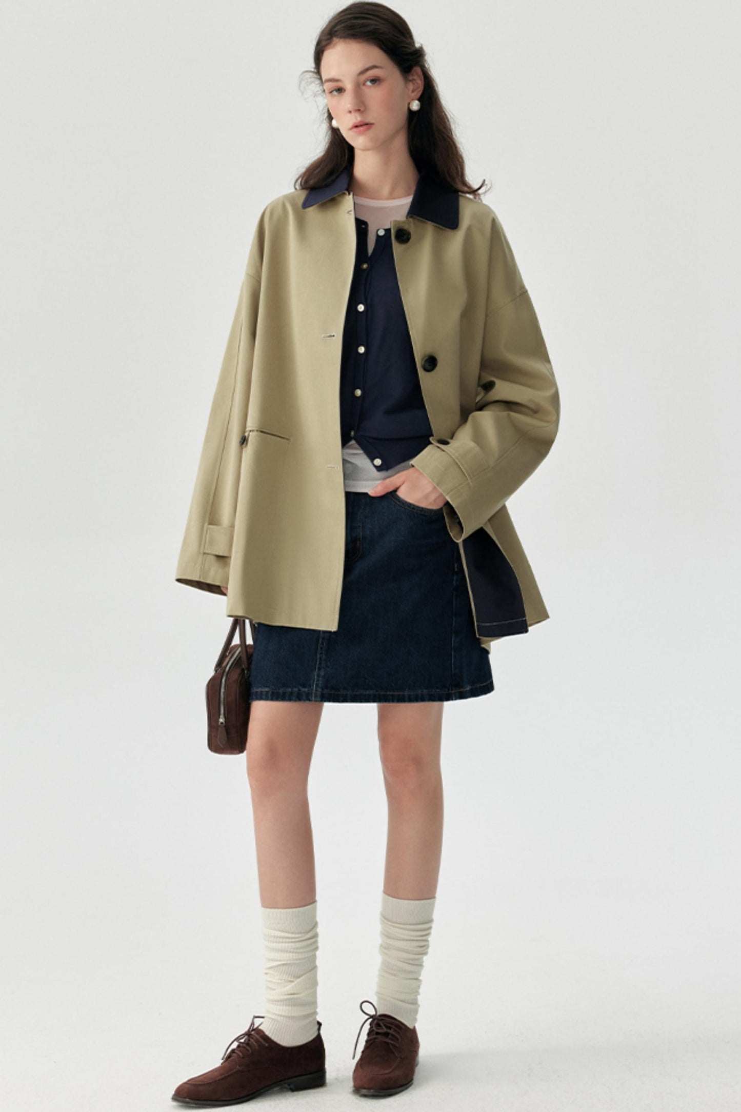 Autumn Contrast Trench Coat
