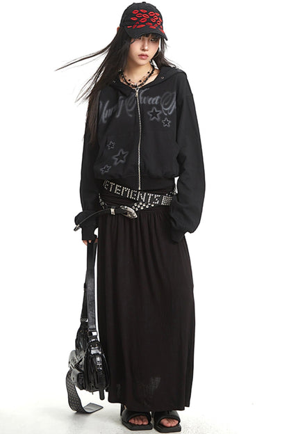 Hip Covering A-Line Long Skirt