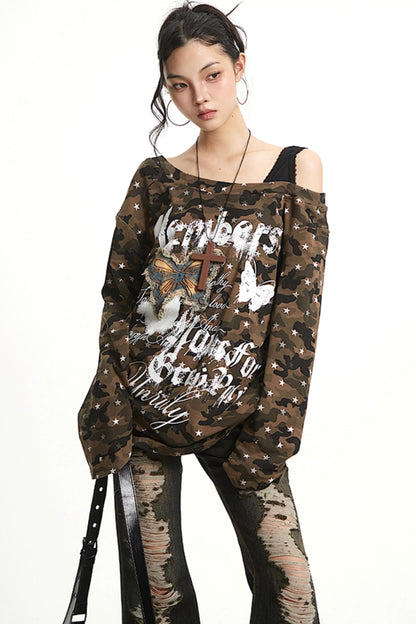 Butterfly Patch Long Sleeve Top