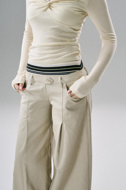 Slim Fit Panel Wide-Leg Trousers