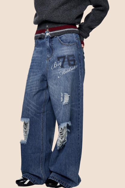 Distressed Ripped American Vintage Straight Pants