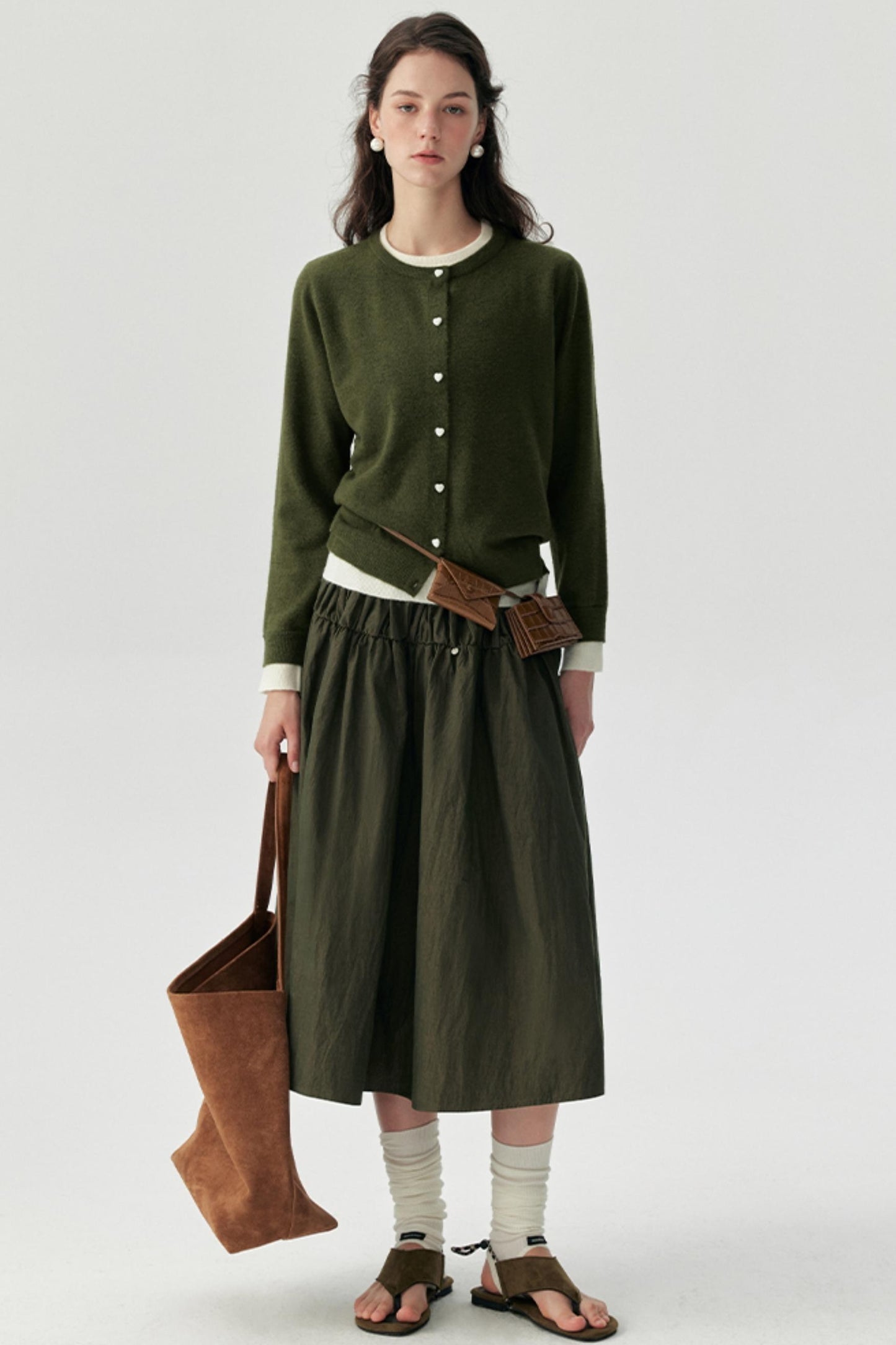 Wooden Cotton A-Line Swing Skirt