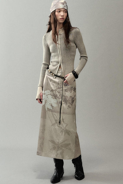 National Style Shadow Print Skirt