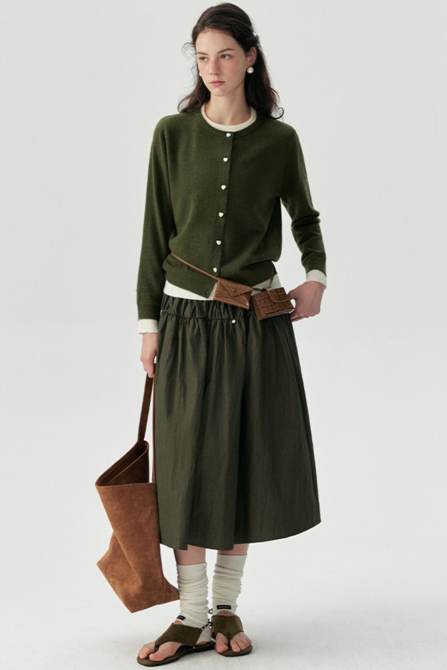 Wooden Cotton A-Line Swing Skirt