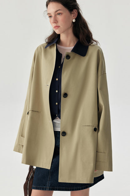 Autumn Contrast Trench Coat