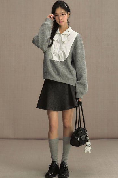 Fake Two-Piece Doll Collar Sweatshirt