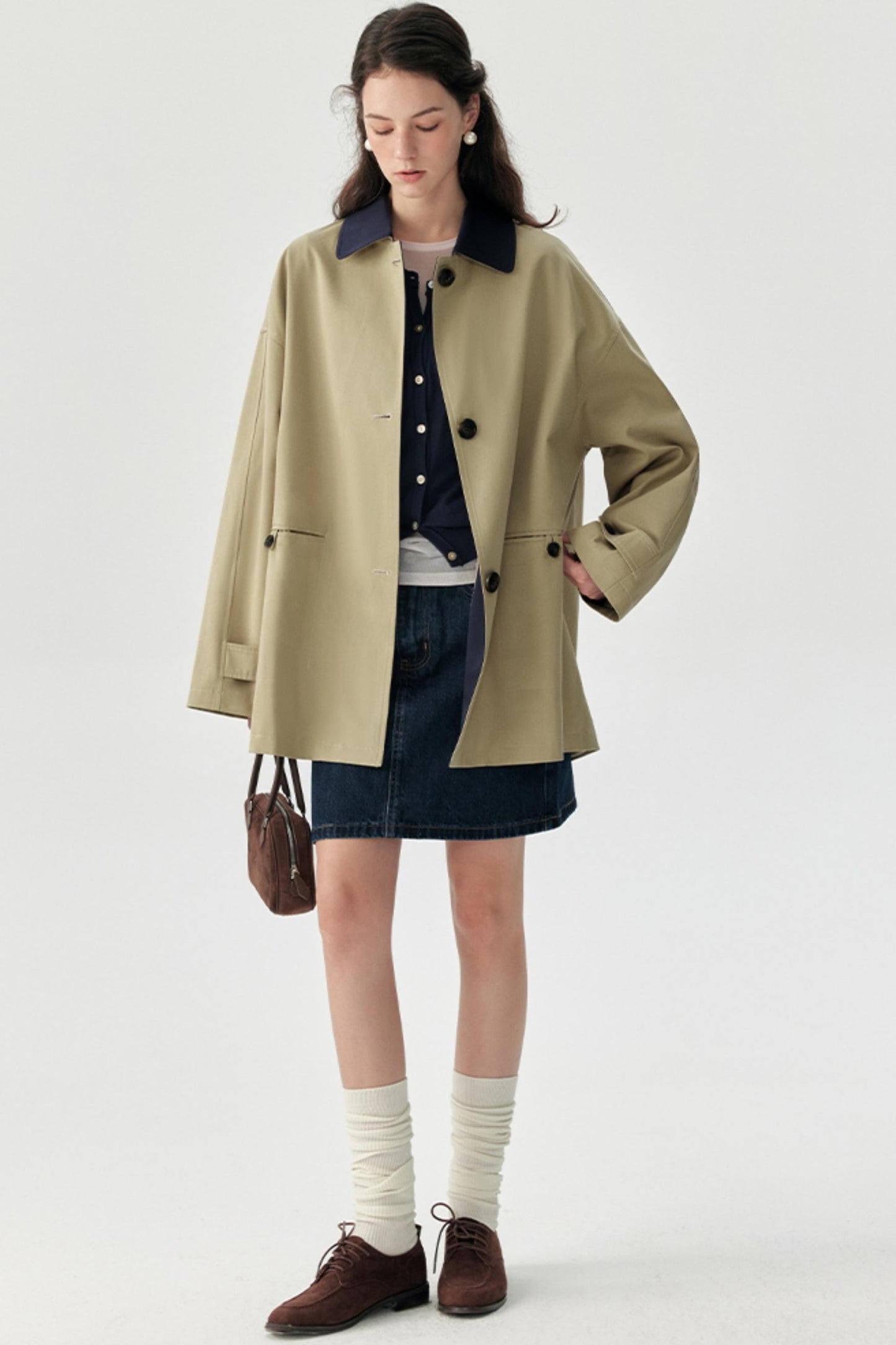 Autumn Contrast Trench Coat