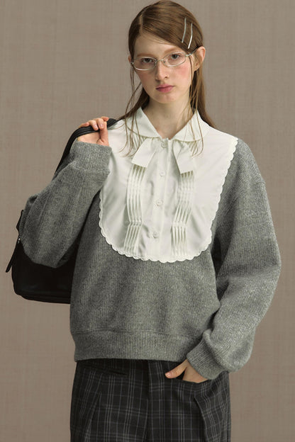 Fake Two-Piece Doll Collar Sweatshirt