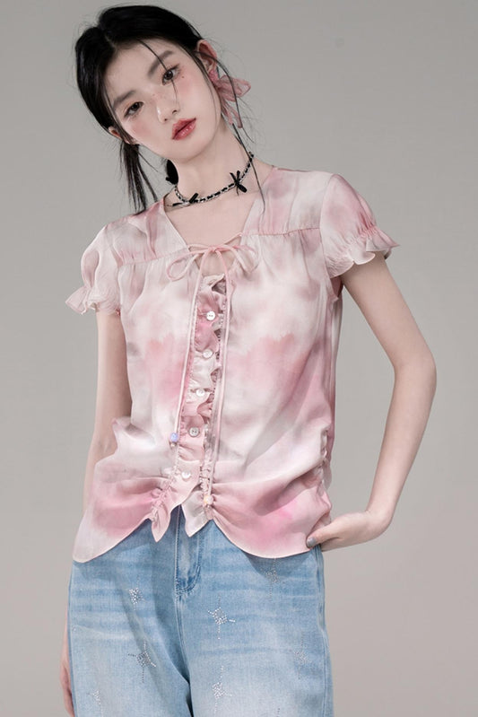 Smoky Haze Bubble Sleeve Top