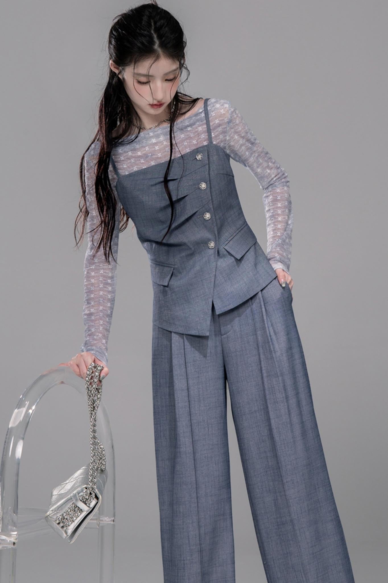 Star Sparkle Pleated Pants Set-Up