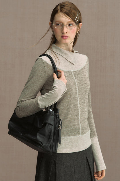 Glutinous Half-Turtleneck Knit T-shirt