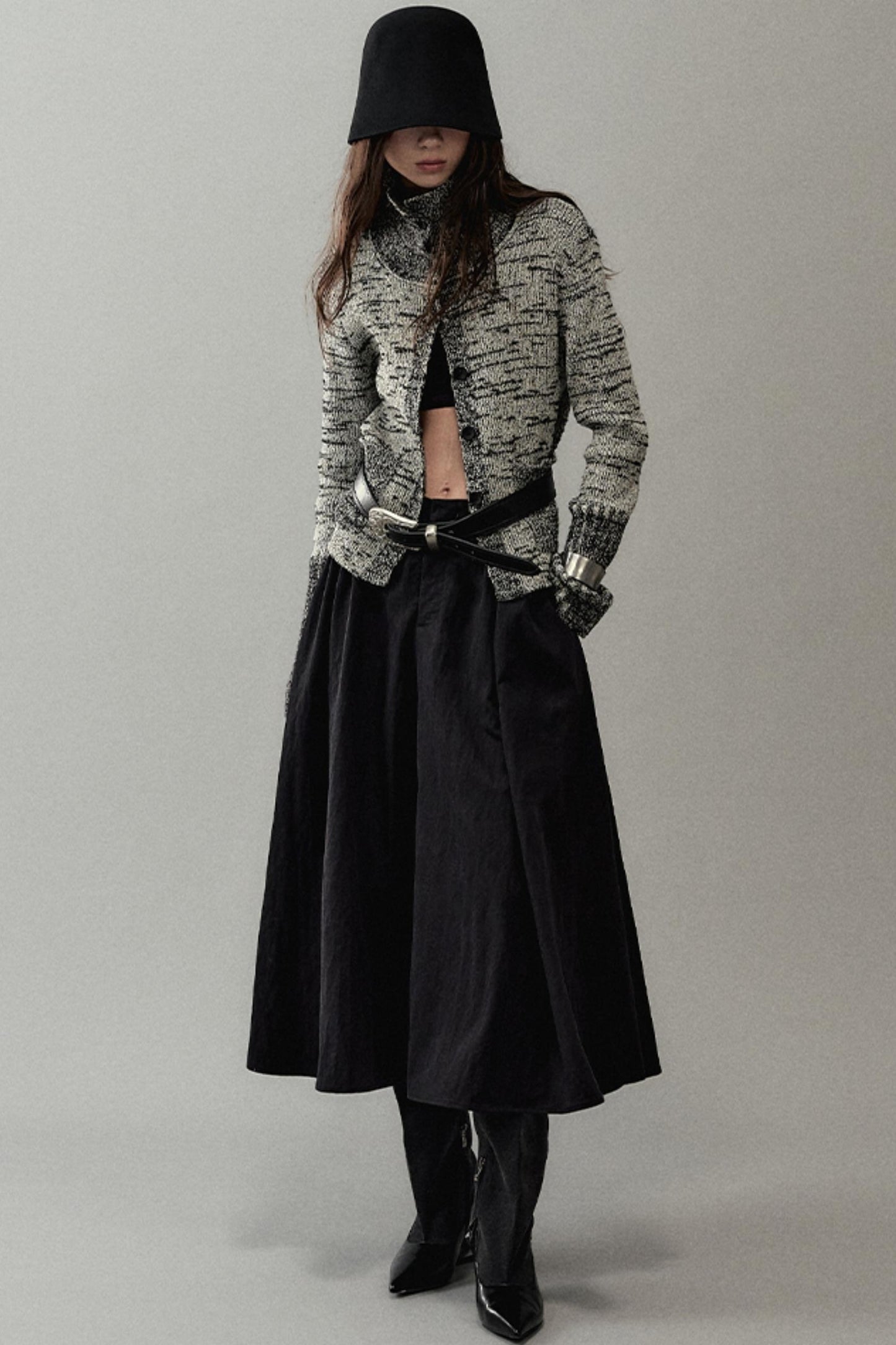 Pleated Pearlescent A-Swing Skirt