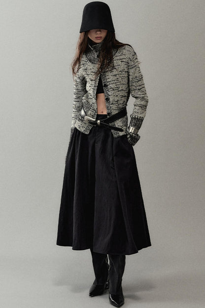 Pleated Pearlescent A-Swing Skirt