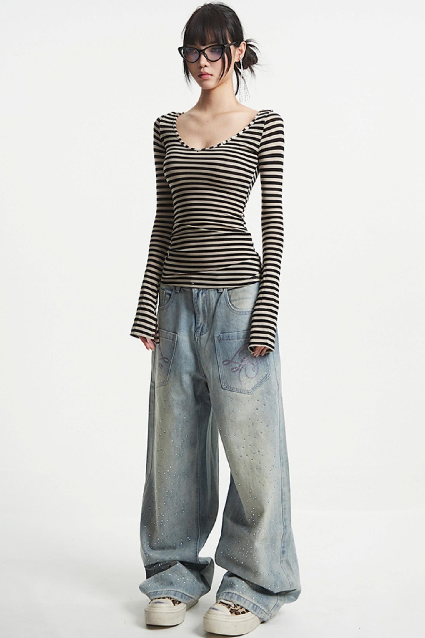 Vintage V-Neck Striped Tee