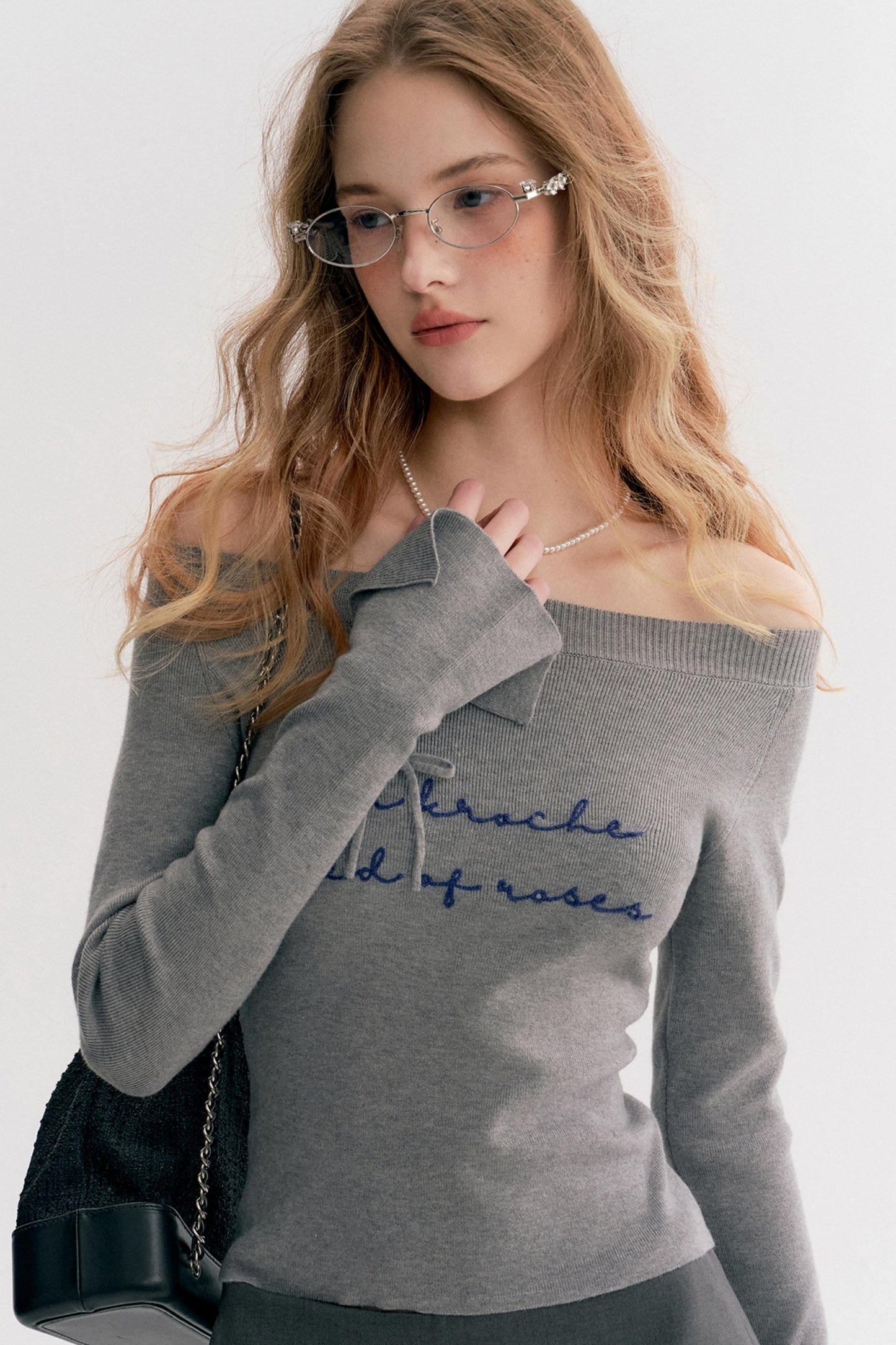 French Chain Sleeve Knit Top