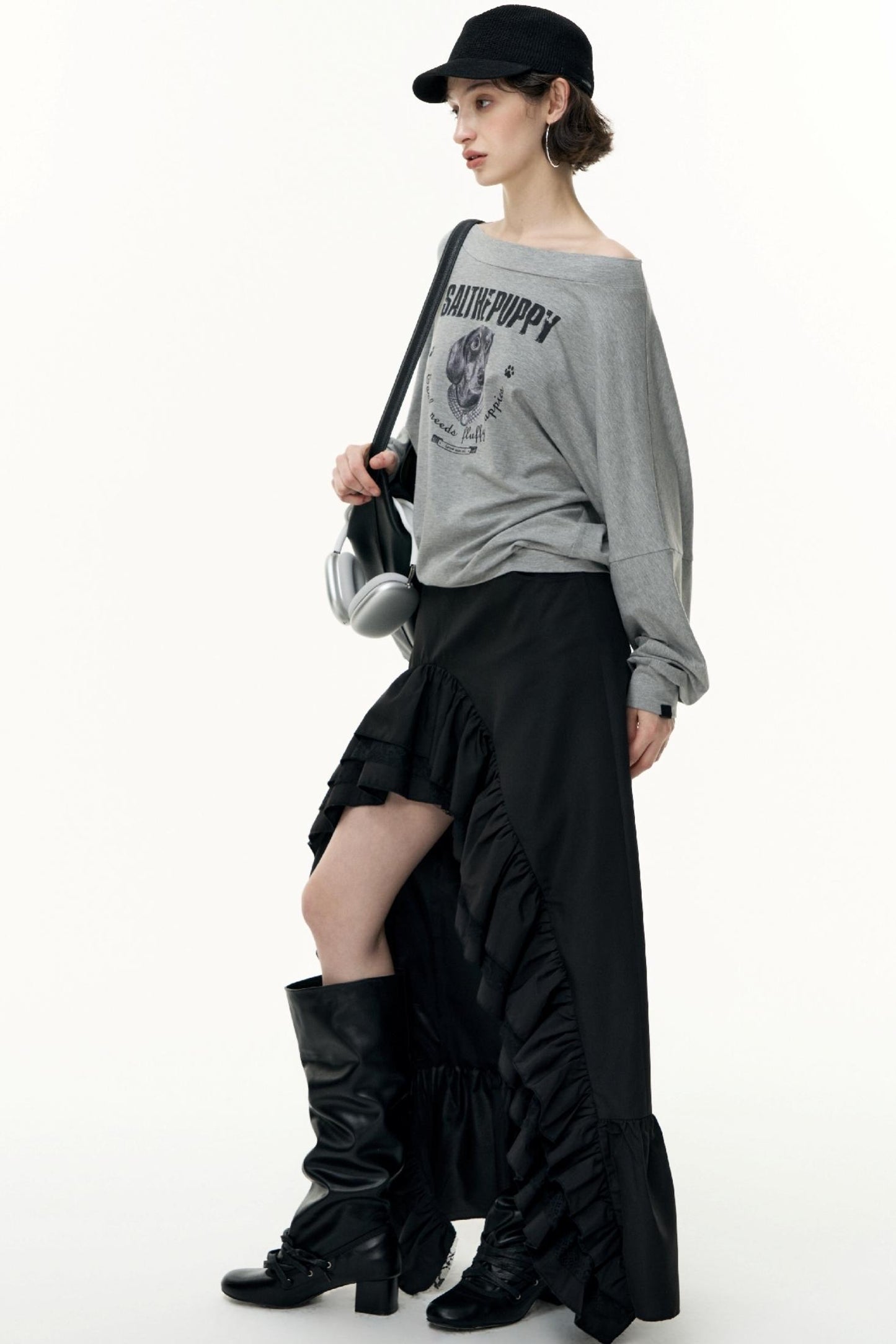 High-Waisted Slimming Long Skirt