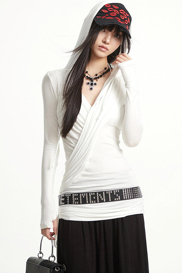 Hooded Long Sleeve Slim T-shirt