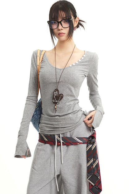 Vintage V-Neck Striped Tee