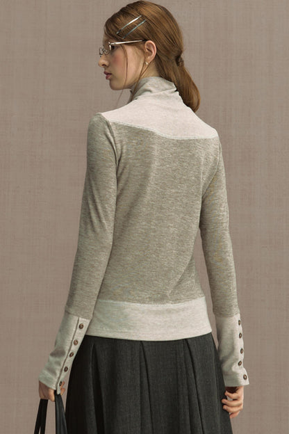Glutinous Half-Turtleneck Knit T-shirt