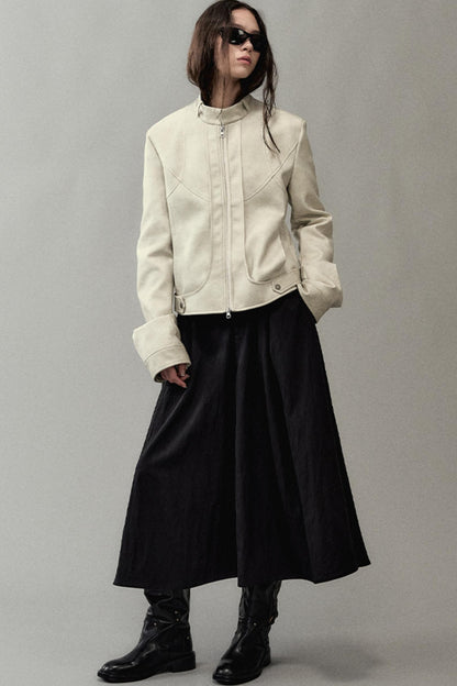 Pleated Pearlescent A-Swing Skirt