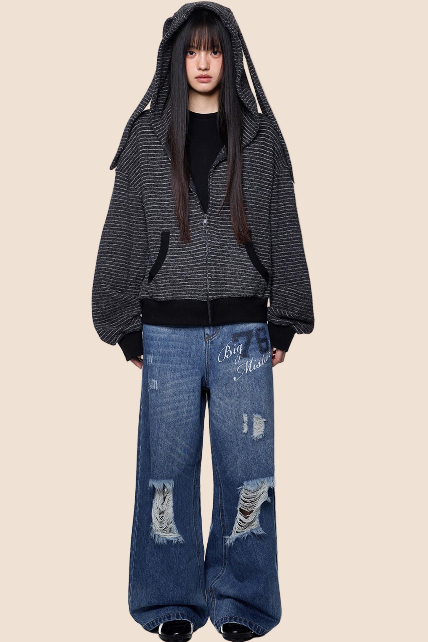 Lazy Vintage Rabbit Hooded Jacket