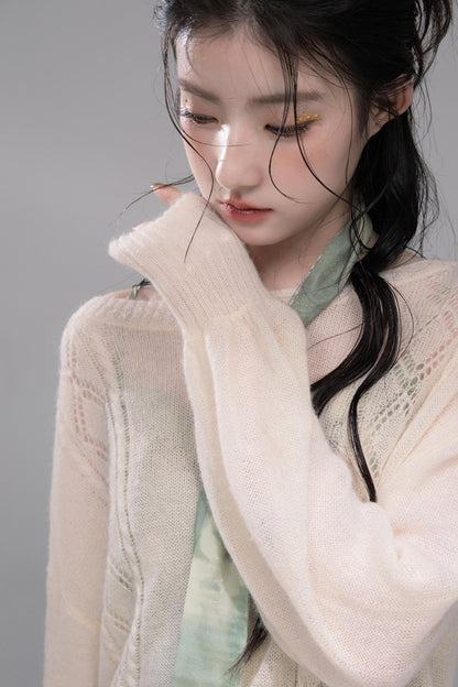 Soft Mist Bat Sleeve Pullover Sweater