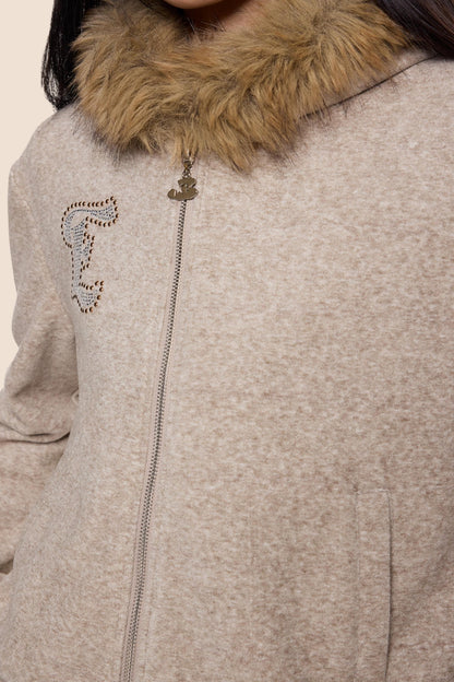 Autumn Fur Hooded Cardigan Jacket