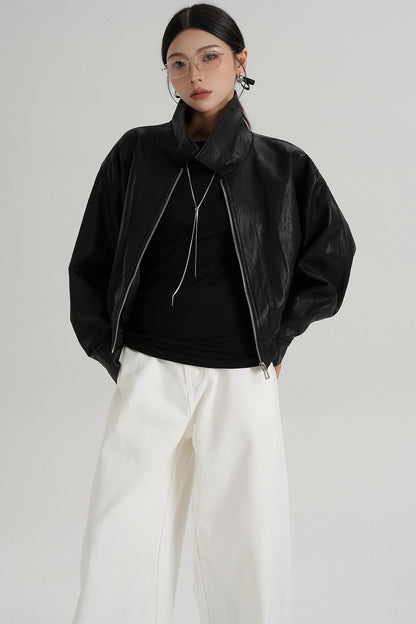 Cropped Leather Jacket