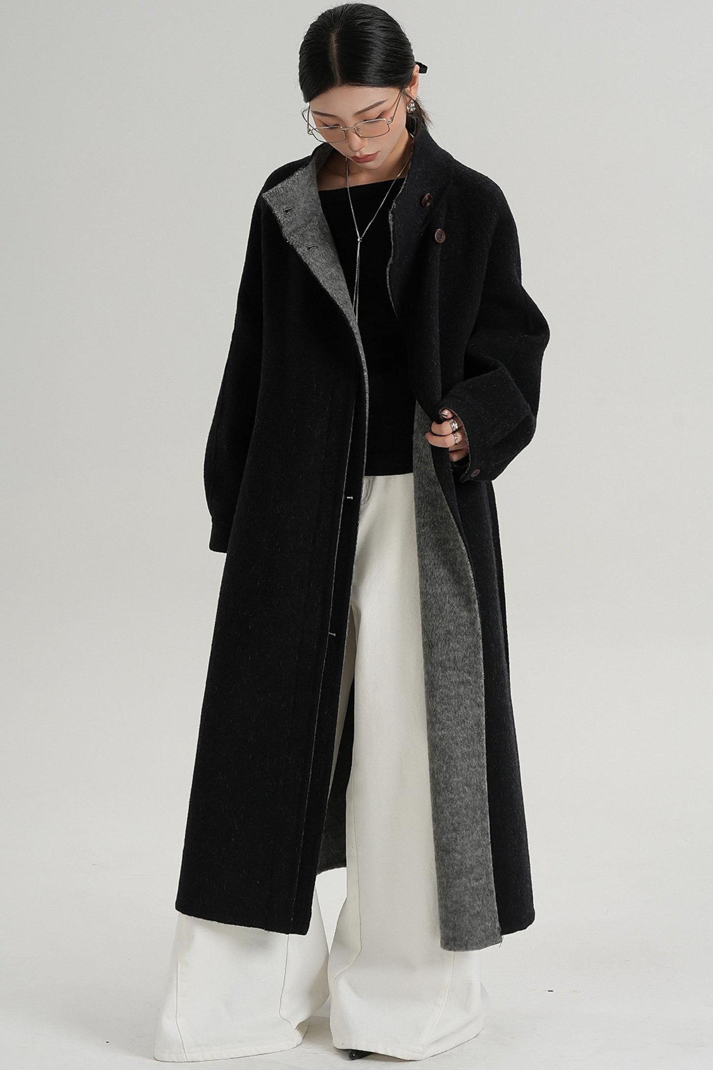 Elongated Temperament Wool Blend Coat