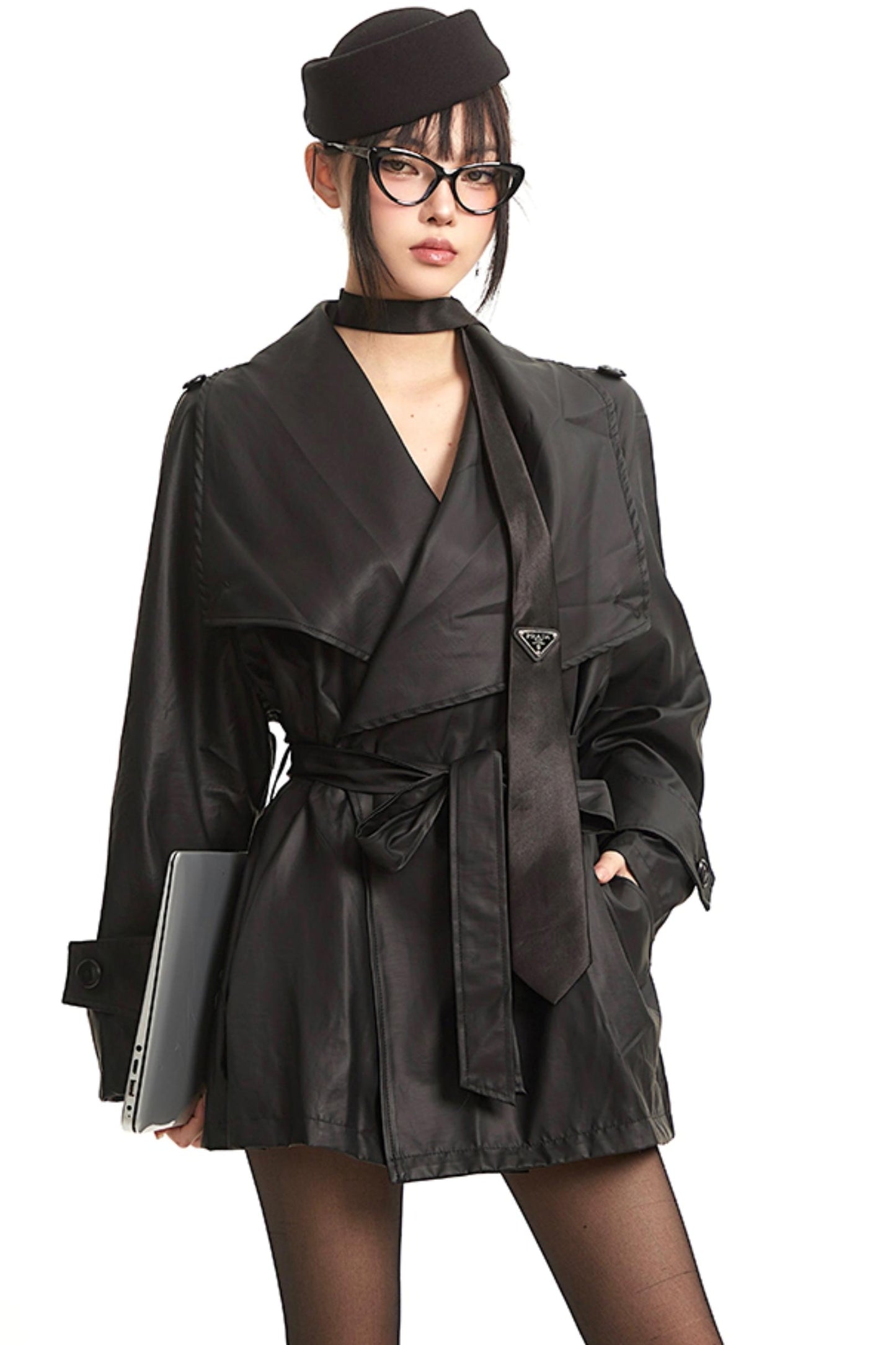 Black Lace Trench Coat