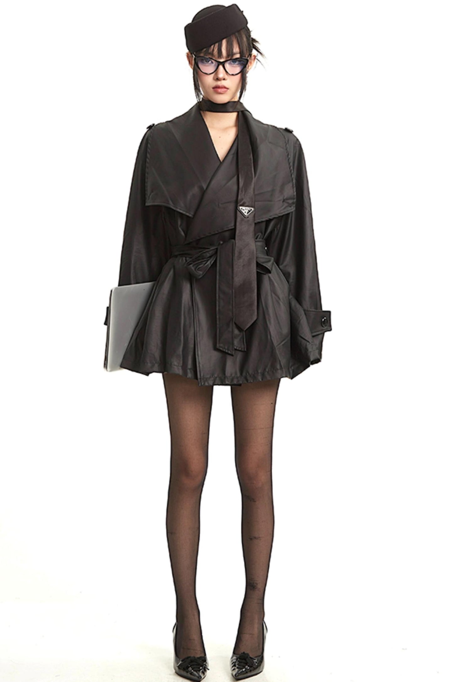 Black Lace Trench Coat