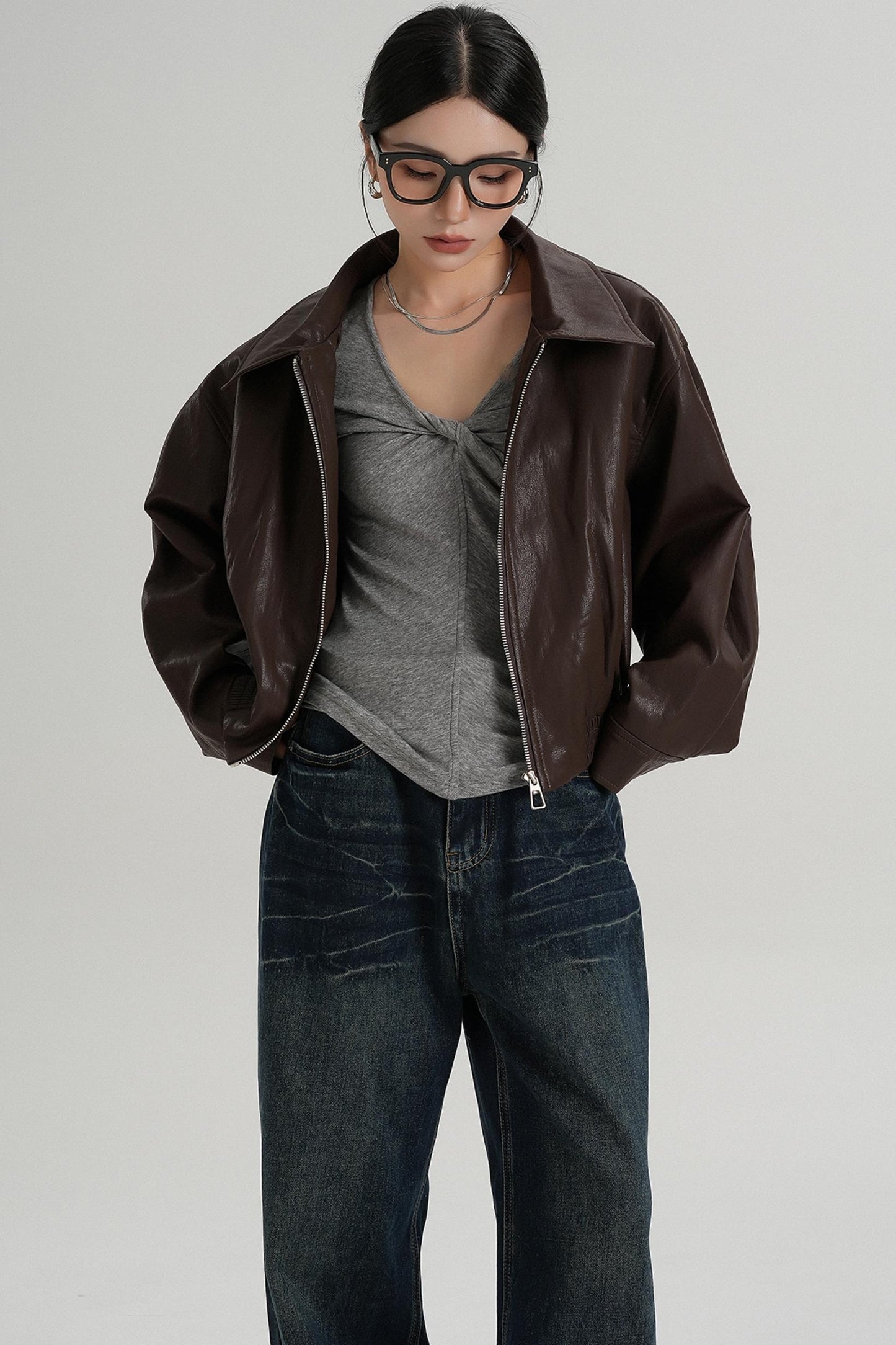 Cropped Leather Jacket