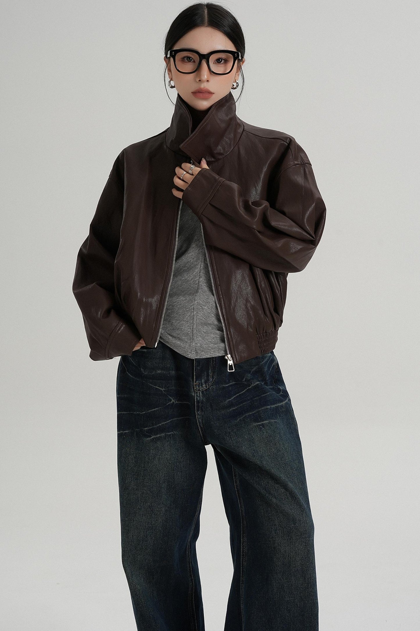 Cropped Leather Jacket