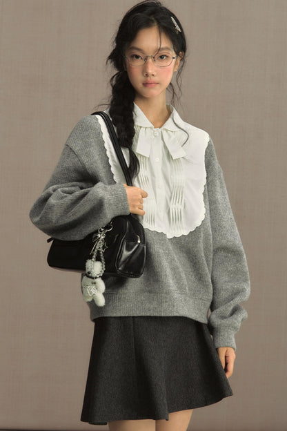 Fake Two-Piece Doll Collar Sweatshirt