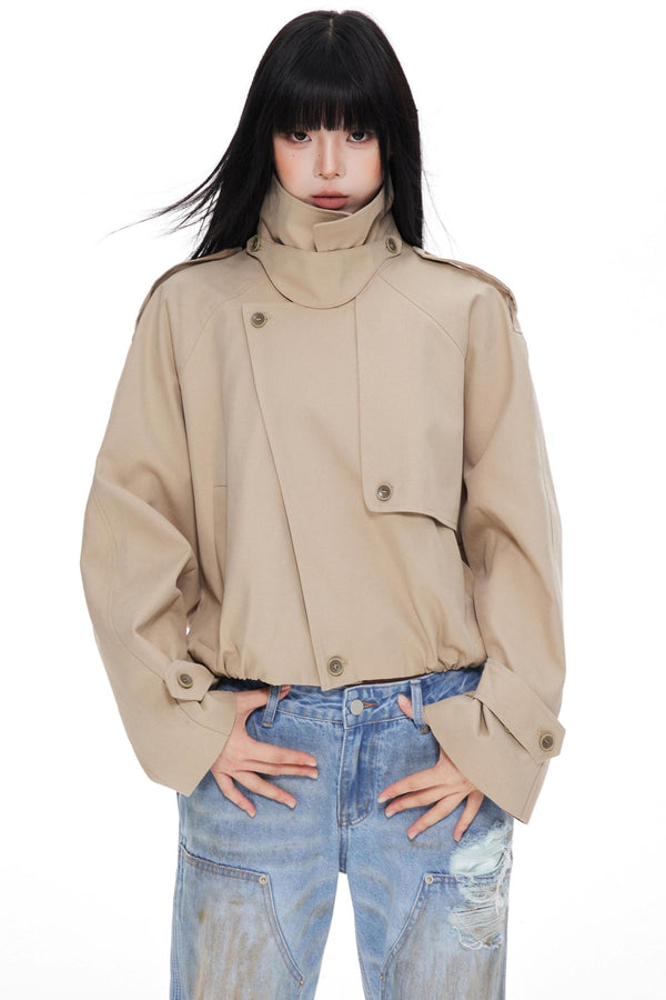 Stand Collar Turtleneck Trench Coat