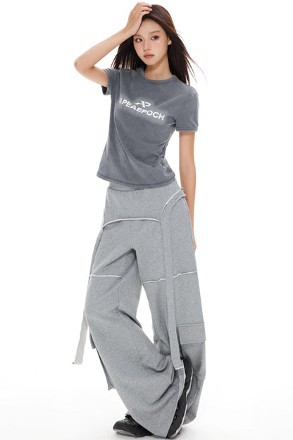 Slimming Gray Shoulder Top