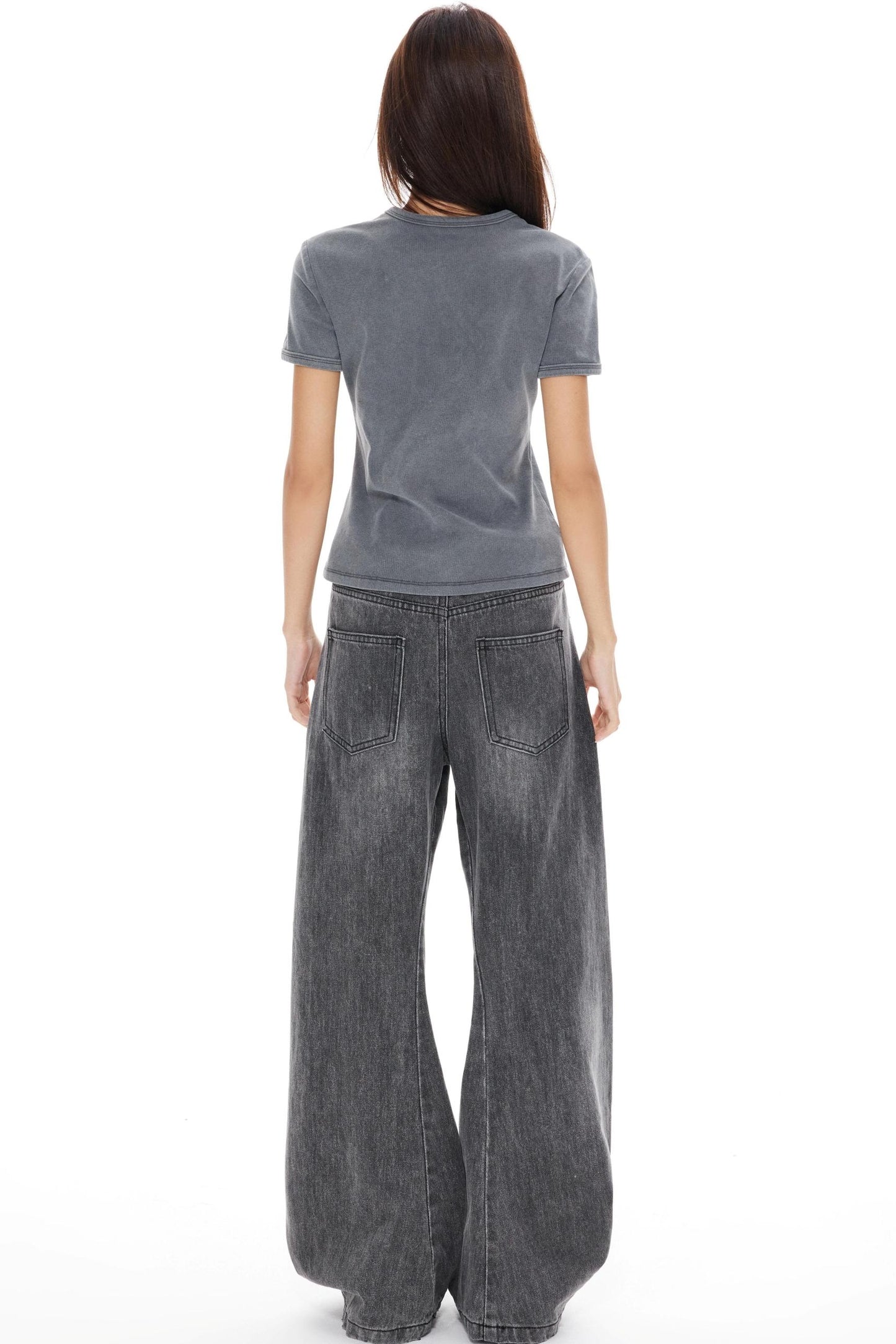 Slimming Gray Shoulder Top