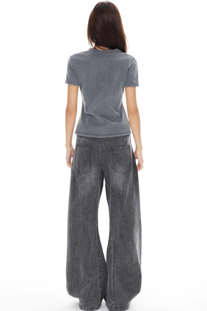 Slimming Gray Shoulder Top