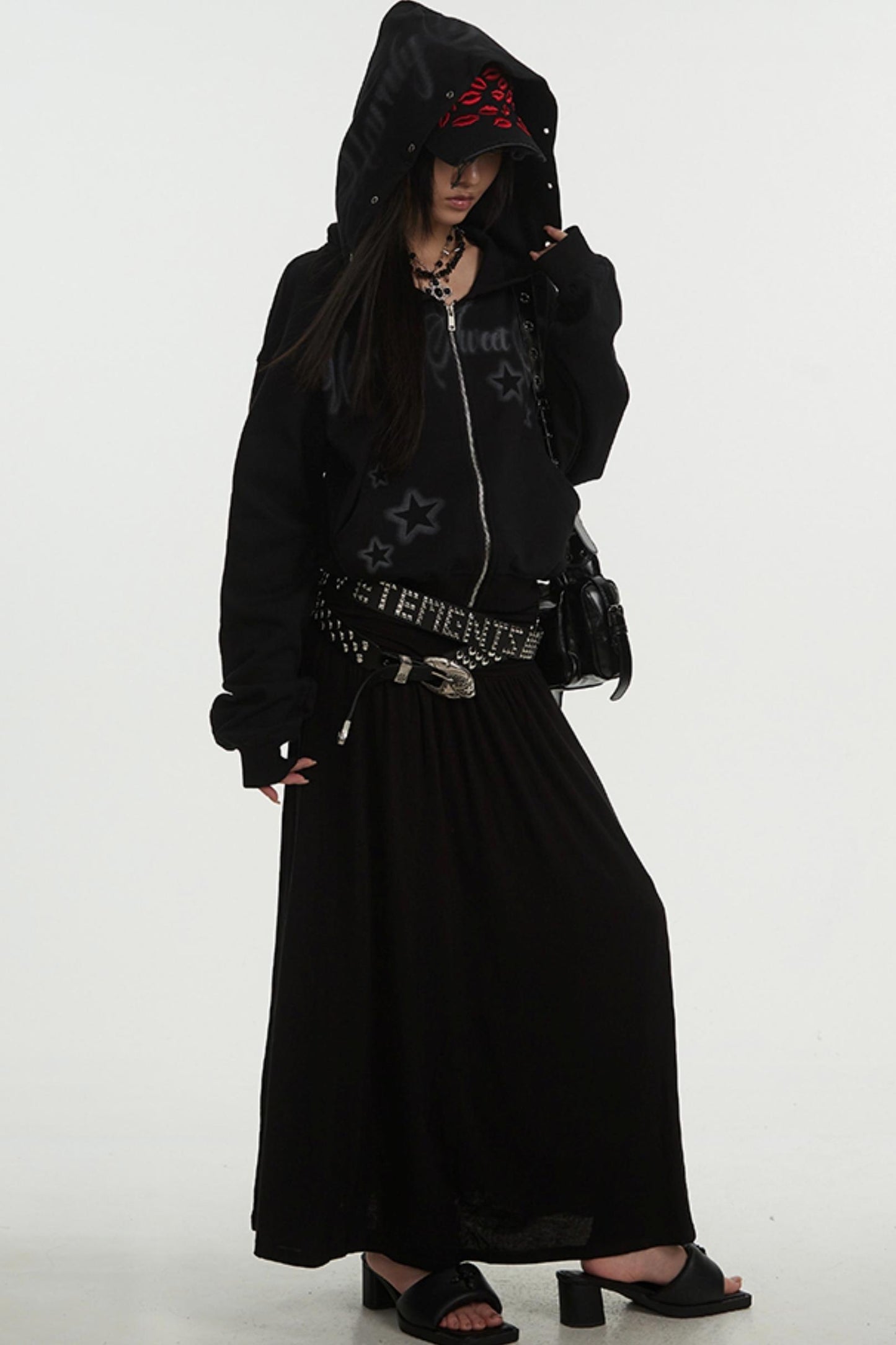 Hip Covering A-Line Long Skirt